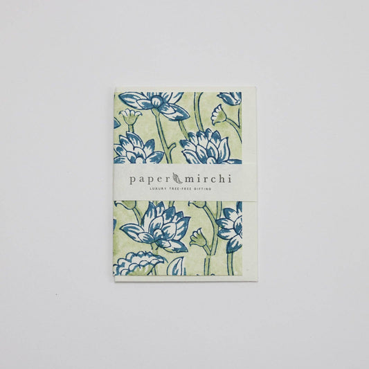 Hand Block Printed Greeting Card - Lotus Indigo