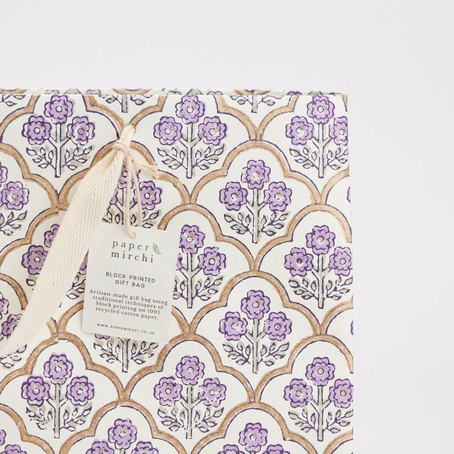 Hand Block Printed Gift Bags (Large) - Lavender