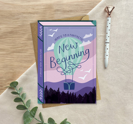 A New Beginning – Luxury Book Good Luck New Job Card