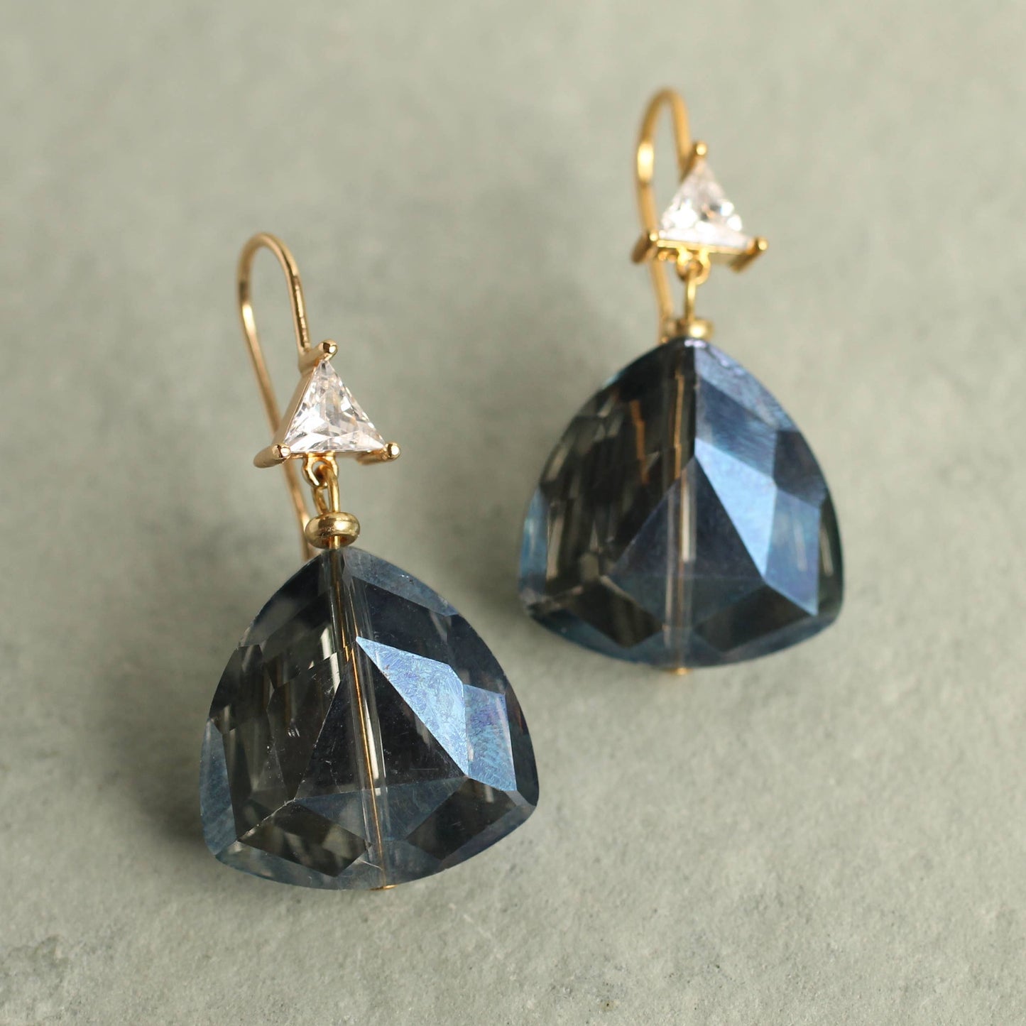 Labradorite Navy Blue Art Deco Earrings