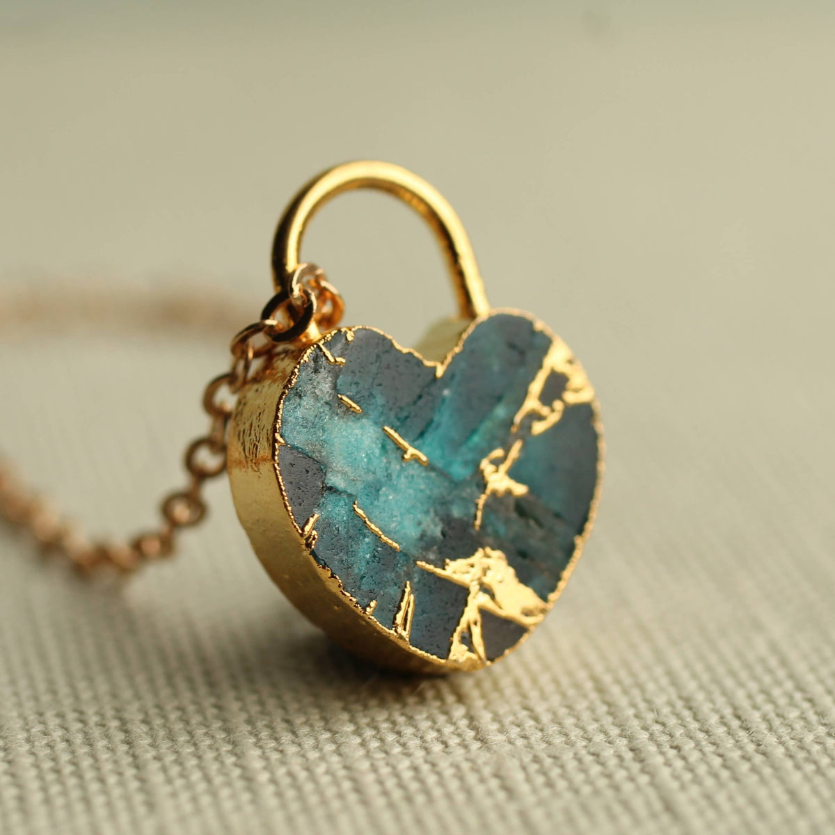 Padlock Heart Turquoise Gemstone Necklace