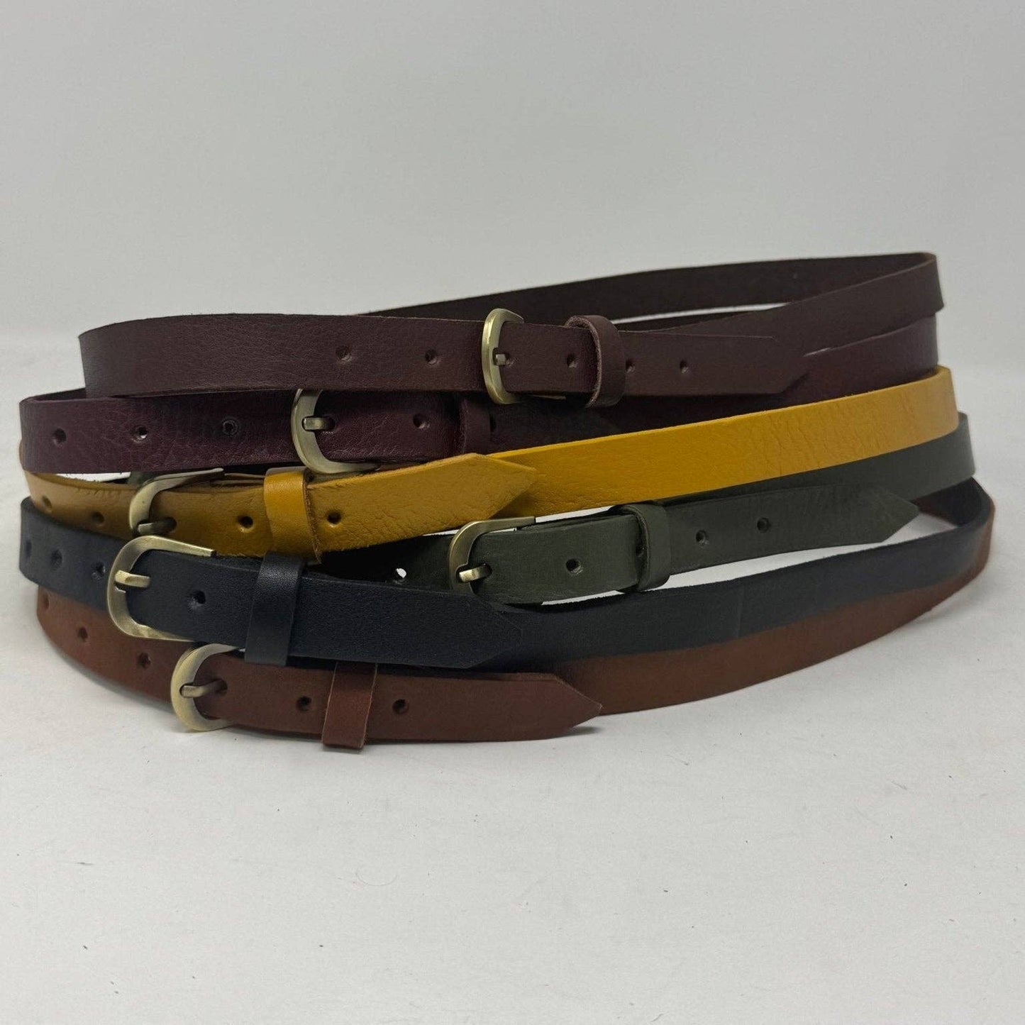 Handmade Skinny Leather Belt – Ethically Crafted (2 cm Width)
