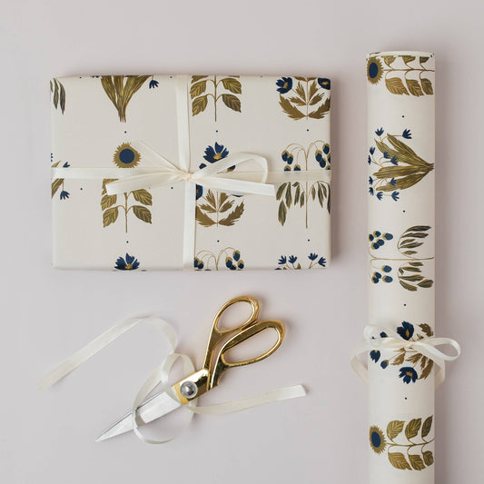 FOUR FLORAL BLUE BOTANICAL LUXURY GIFT WRAP PAPERS