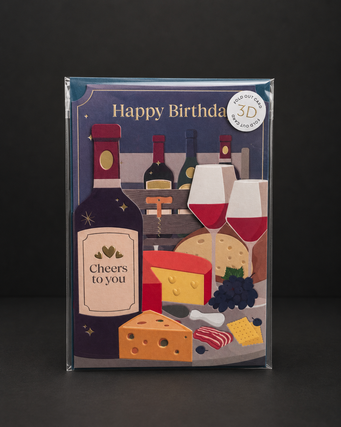 3D Wine and Cheese Birthday Card