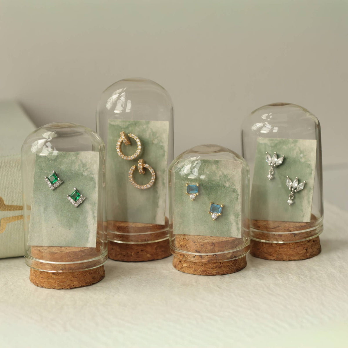 Art Deco Aquamarine Turquoise Pyramid Stud Earrings