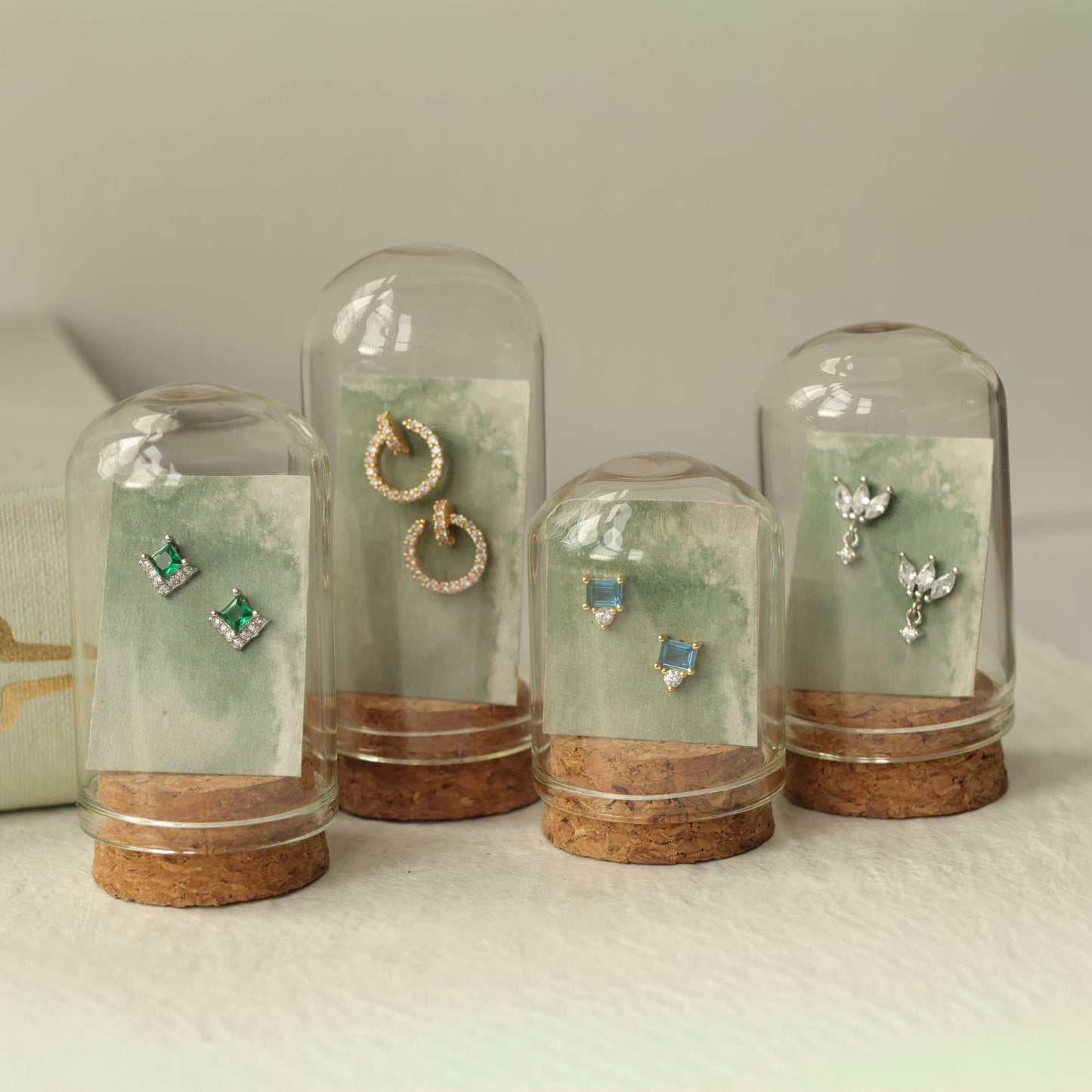 Rustic Crystal Gold Trio Stud Earrings