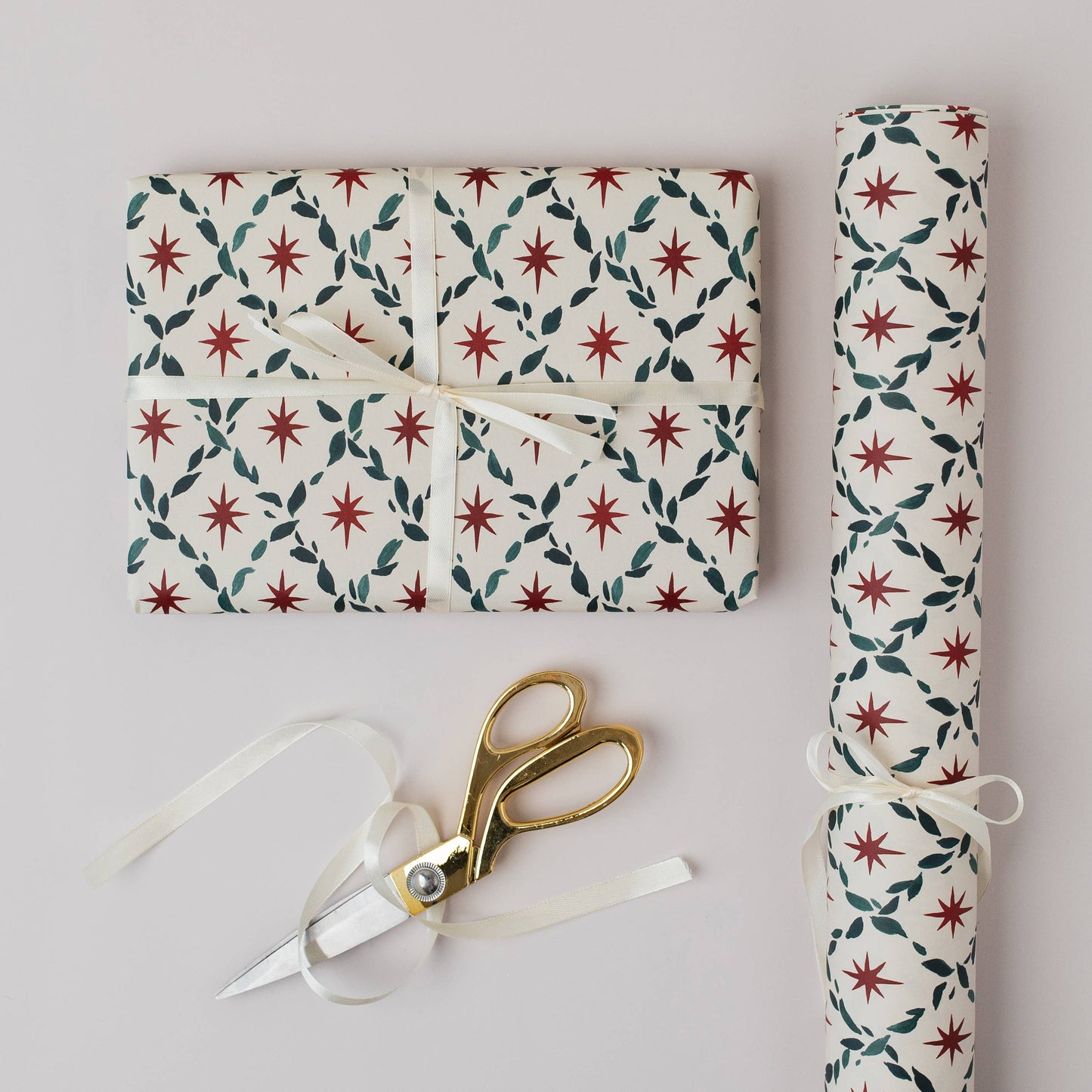 CHRISTMAS DIAMOND STAR BOTANICAL LUXURY GIFT WRAP HOLIDAY PAPERS