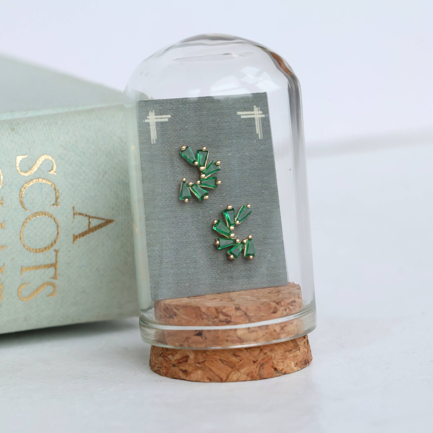 Emerald Green Sterling Silver Pinwheel Stud Earrings