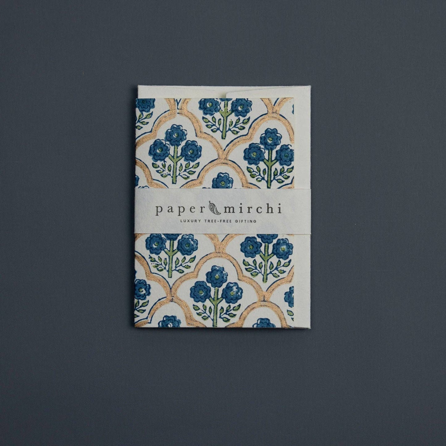 Hand Block Printed Greeting Card - Trellis Indigo