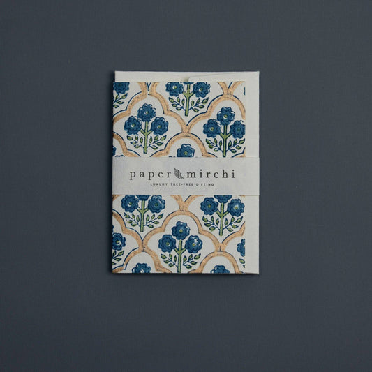 Hand Block Printed Greeting Card - Trellis Indigo