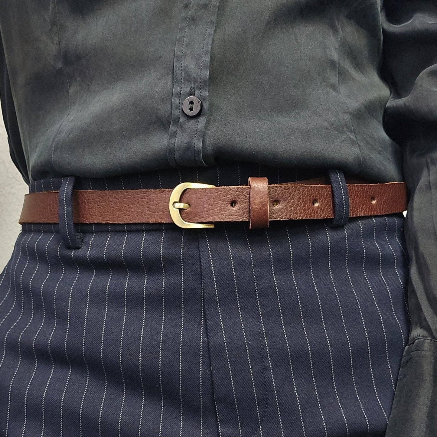 Handmade Skinny Leather Belt – Ethically Crafted (2 cm Width)