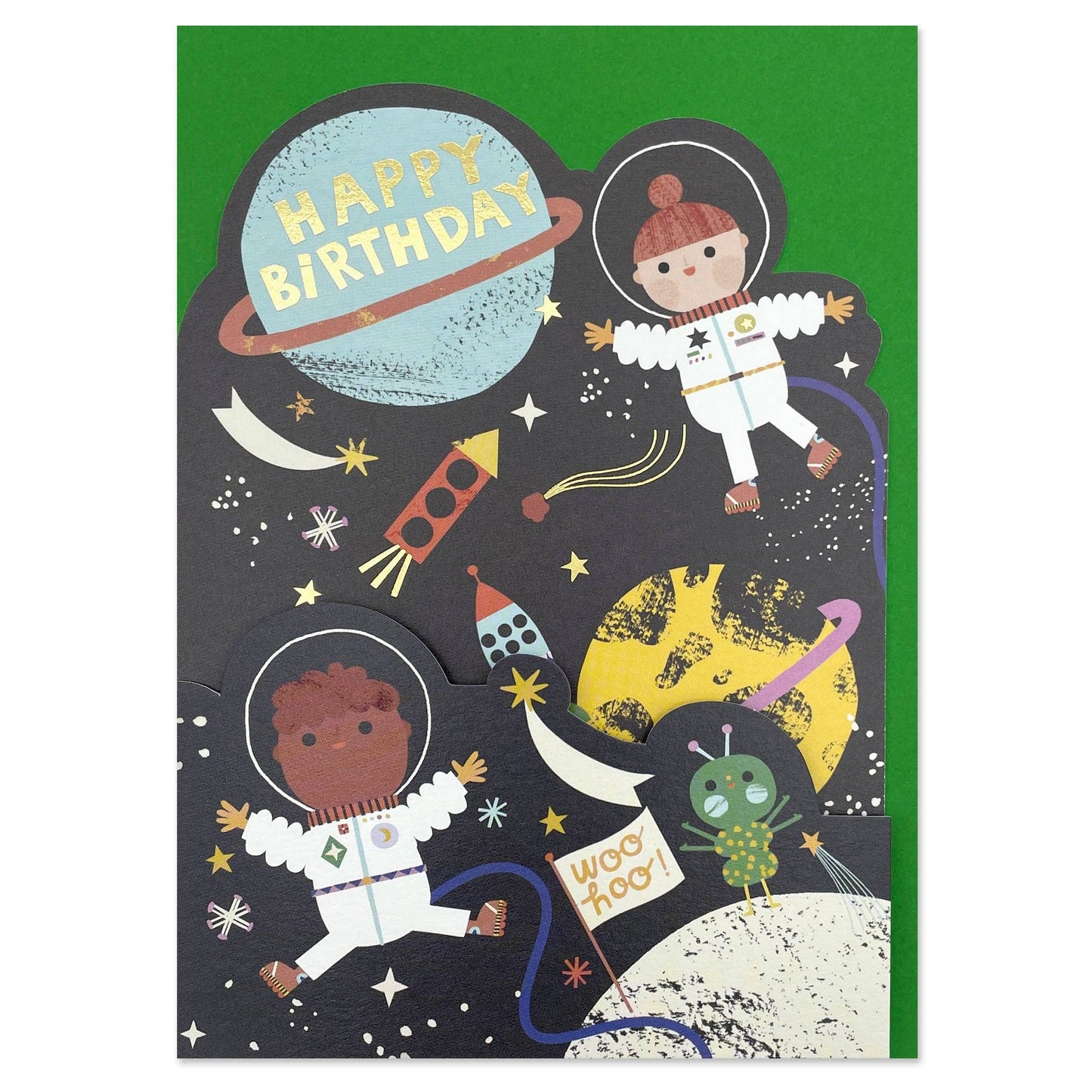 Have an out of this world day birthday fold-out card