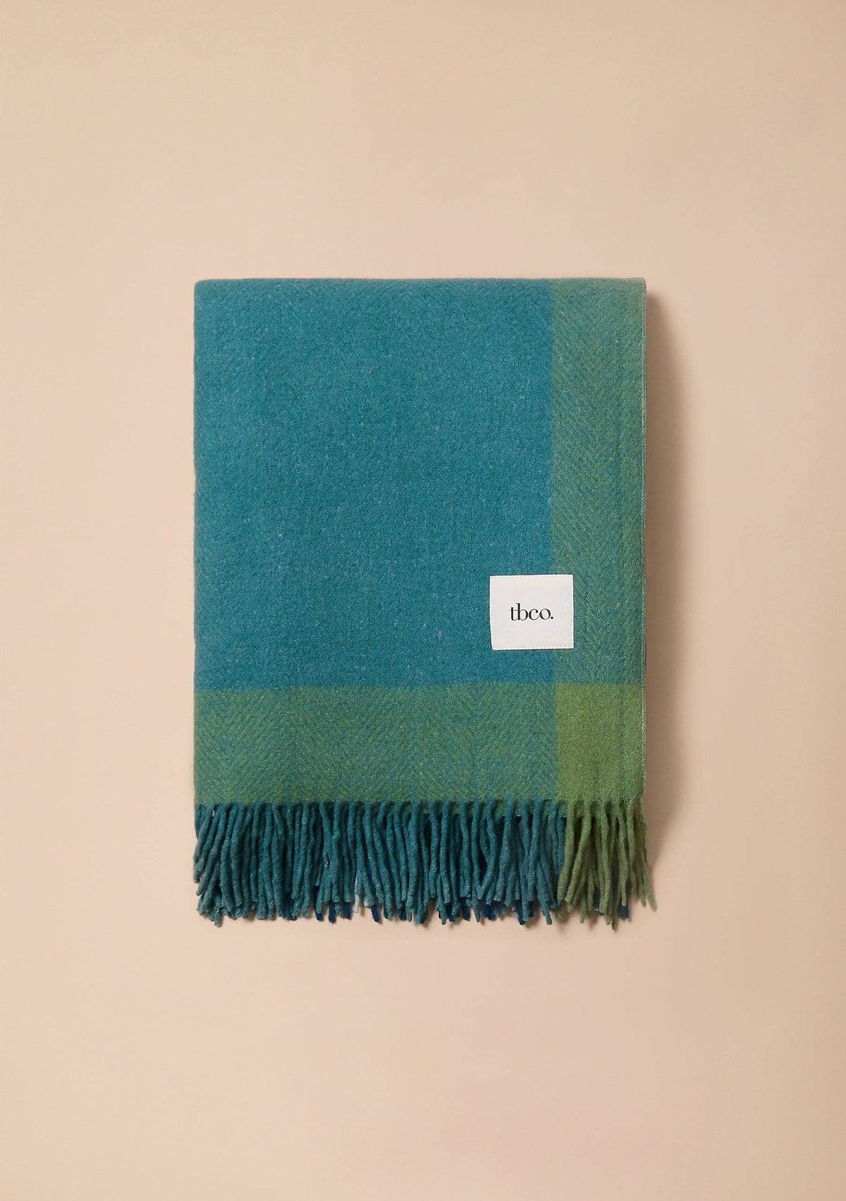 Recycled Wool Blanket in Green Frame Check