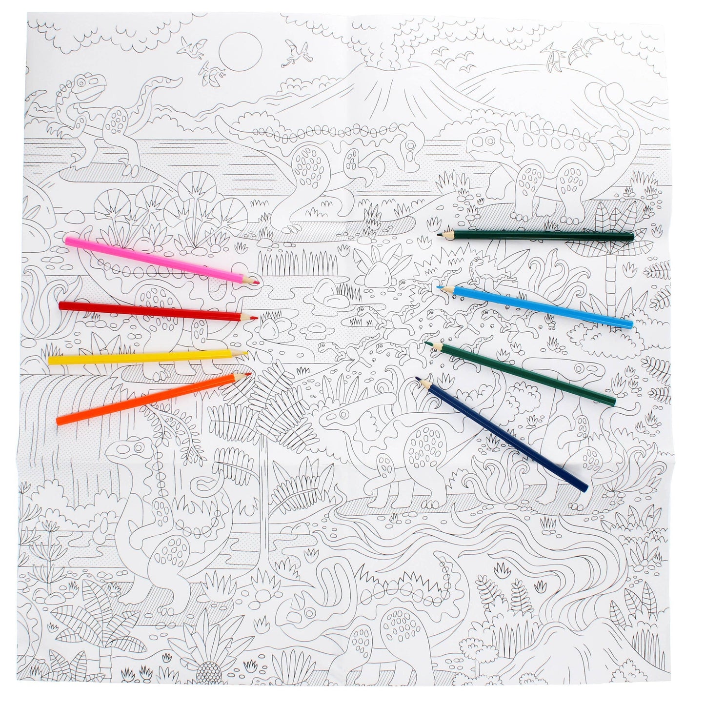 Large Colouring Poster With Pencils - Baby Dinos