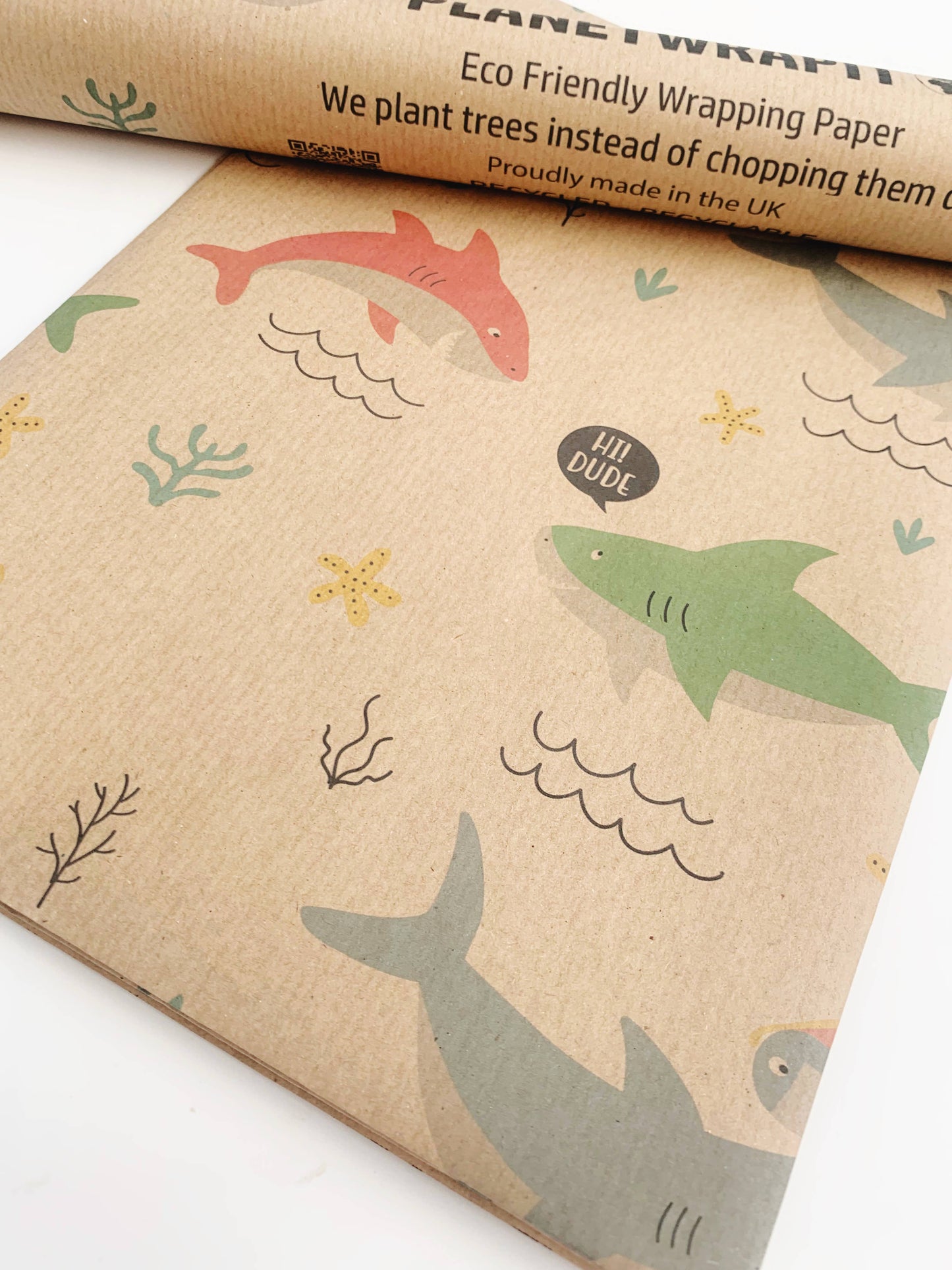 Shark Recycled Kraft Wrapping Paper Gift Wrap