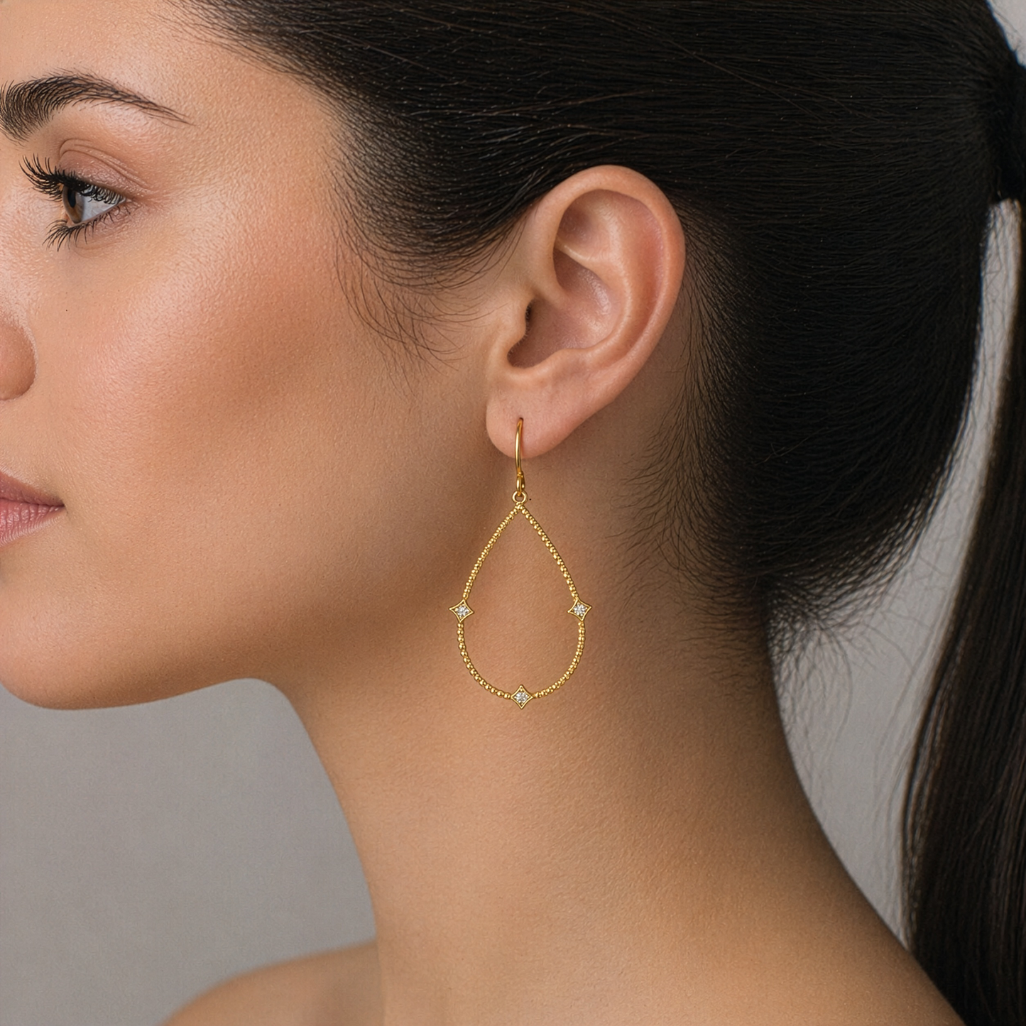 Milky Way Teardrop Hoop Earrings