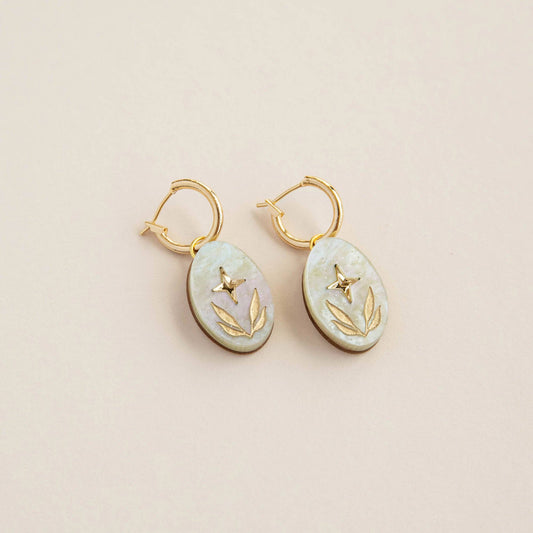 Celestial Seaweed Oval Hoop Earrings