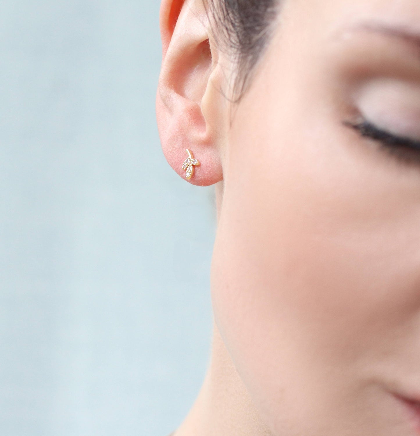 Leaf Petal Sterling Silver Stud Earrings