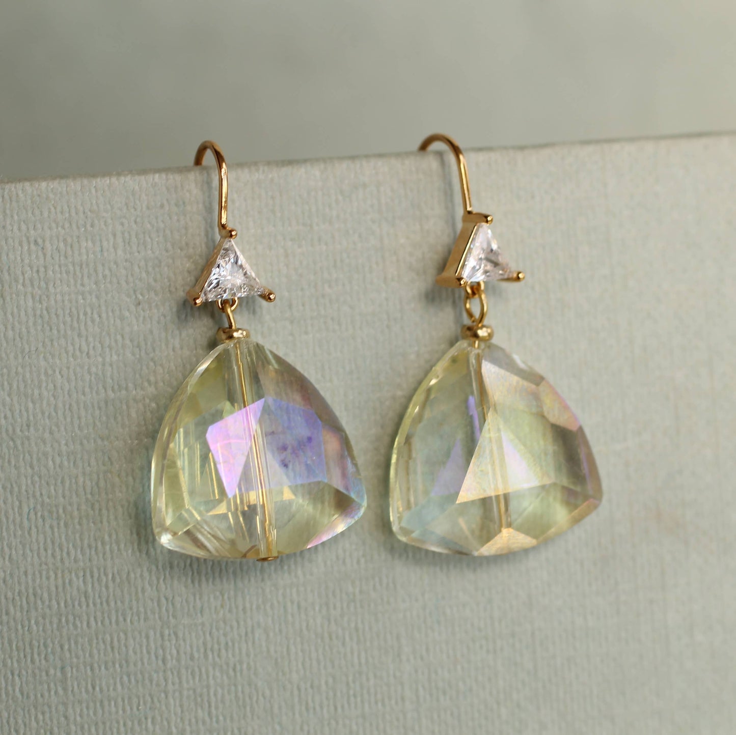 Champagne Yellow Art Deco Bridal Earrings