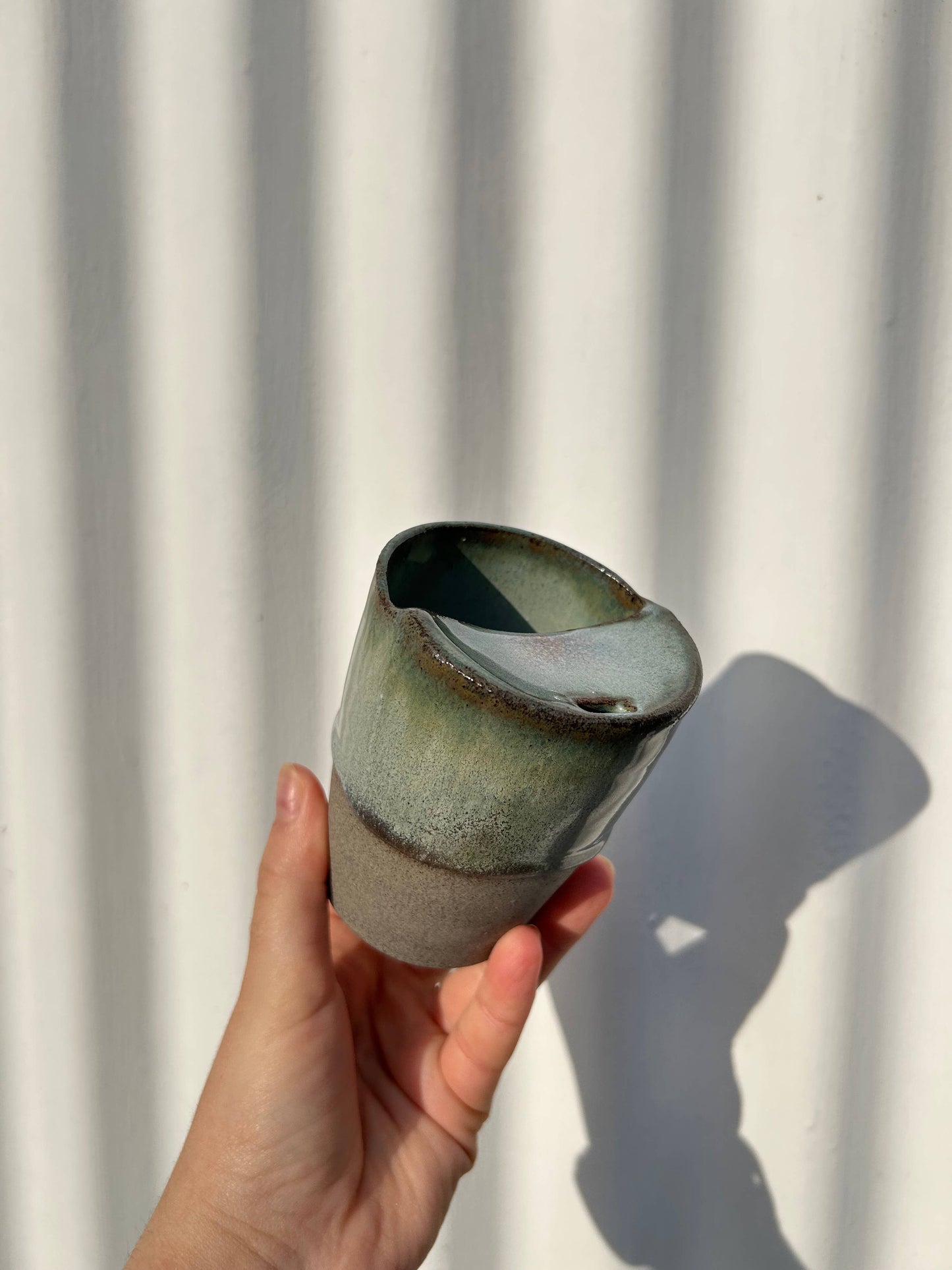 Handmade Ceramic Travel Keep Cup -  Midnight Sky + Raw Grey