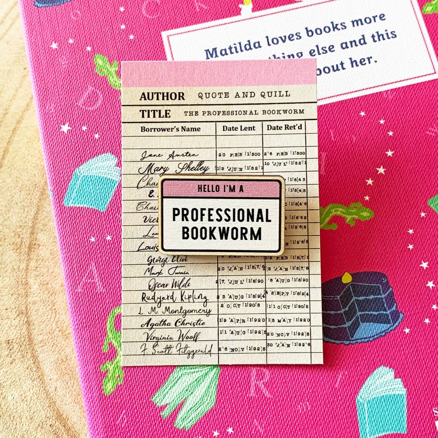 Professional Bookworm Wooden Pin