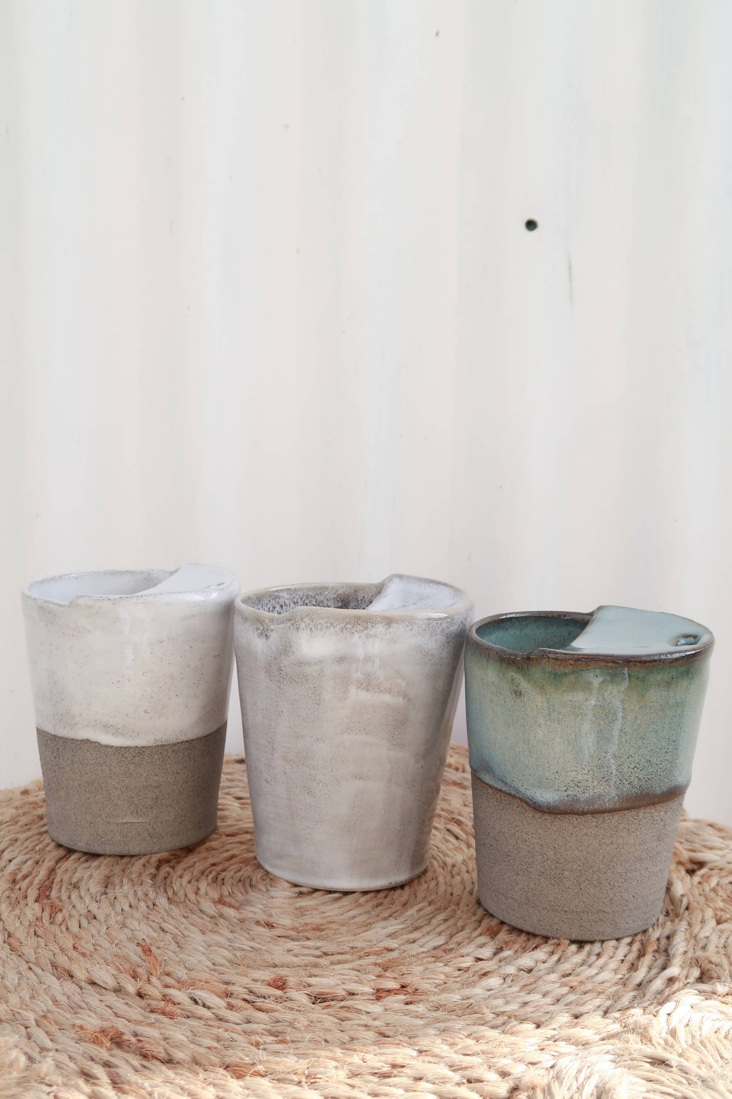 Handmade Ceramic Travel Keep Cup -  Midnight Sky + Raw Grey