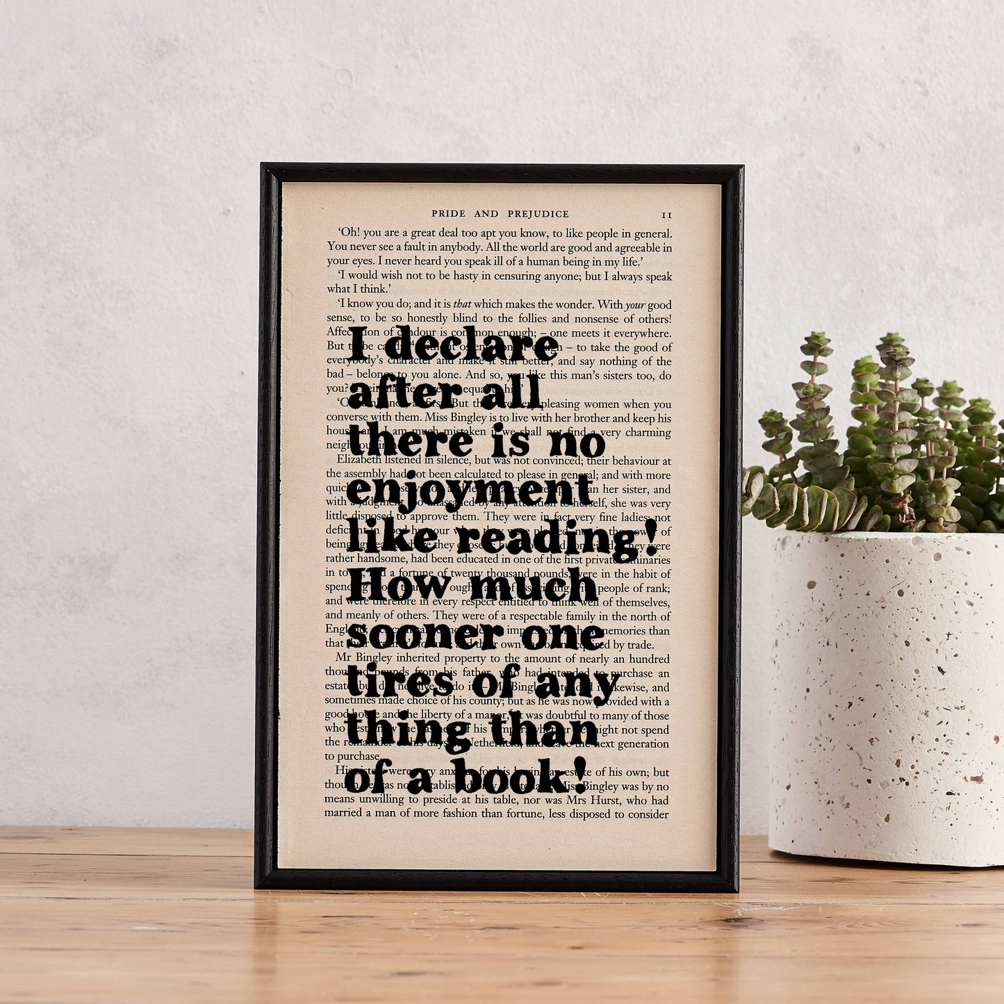 Pride and Prejudice Framed Reading Quote Print