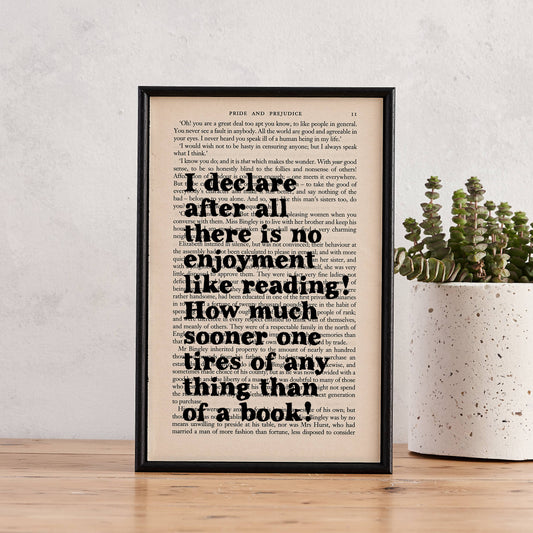 Pride and Prejudice Framed Reading Quote Print