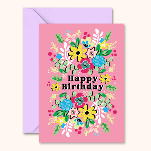 Birthday Card - Colourful Floral Pattern
