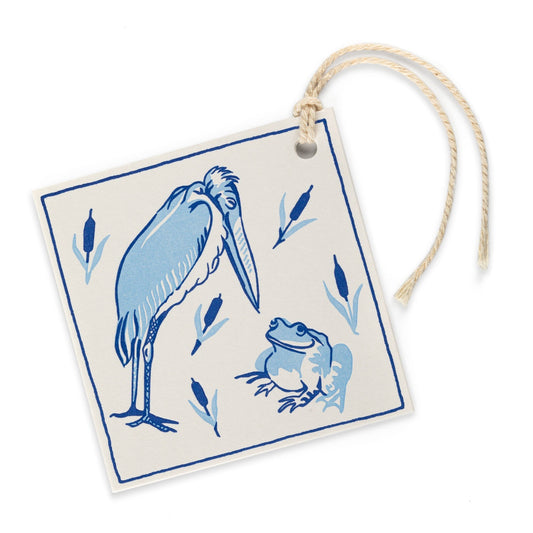 De Morgan Stork and Frog Gift Tag pack of 3