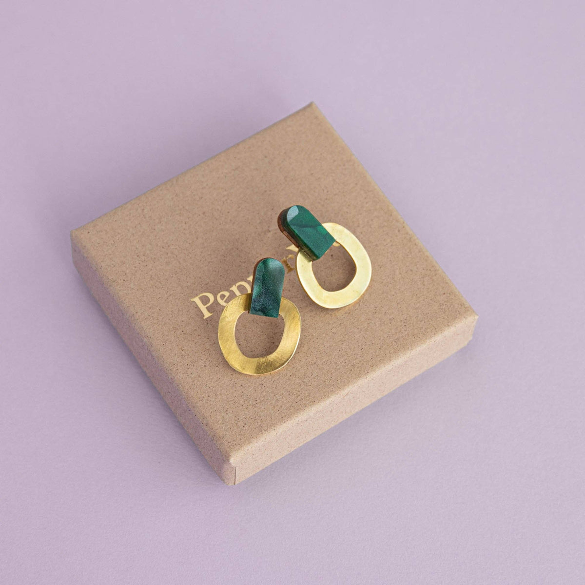 Around Brass Stud Earrings, Mothers Day