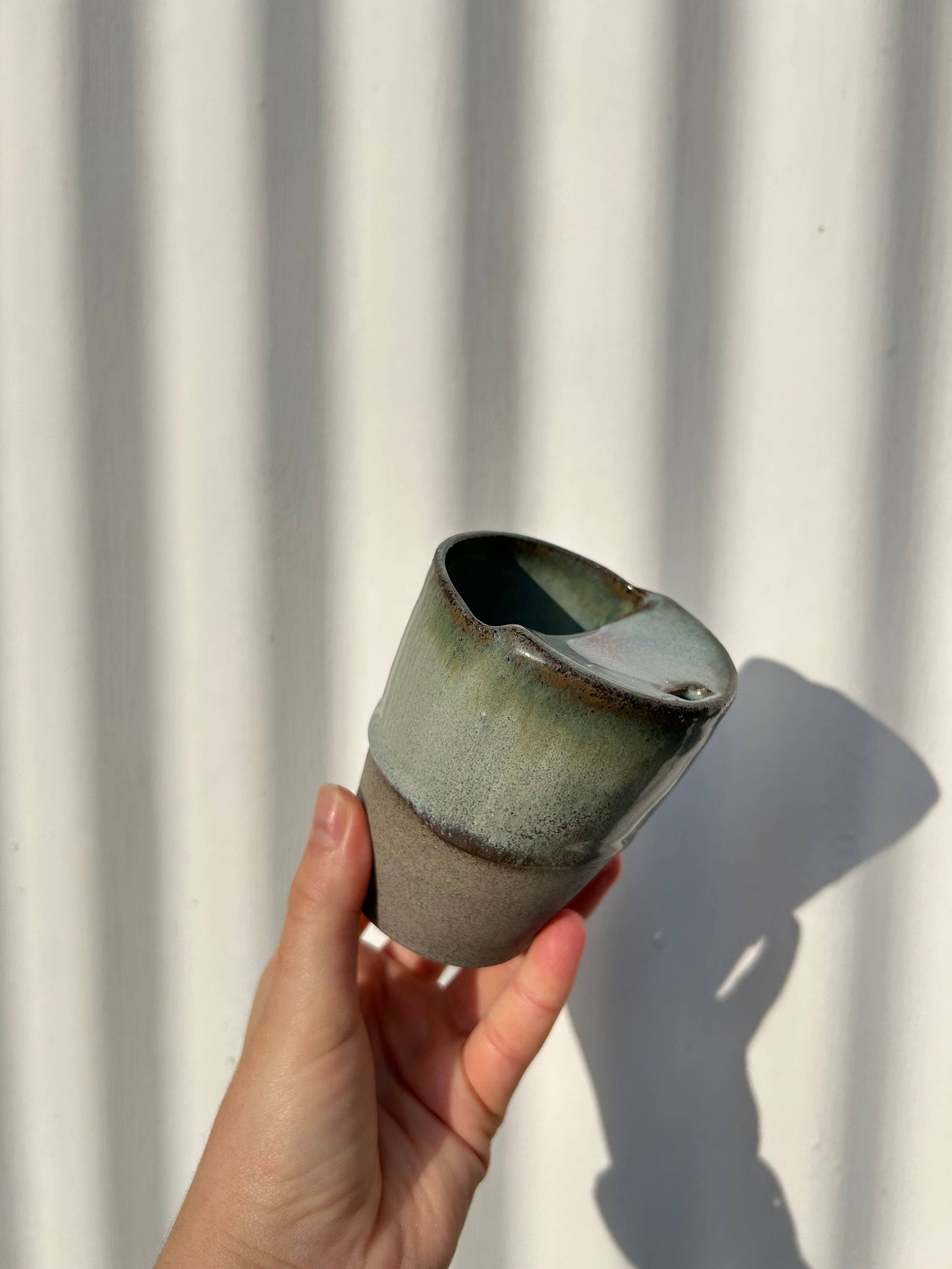 Handmade Ceramic Travel Keep Cup -  Midnight Sky + Raw Grey