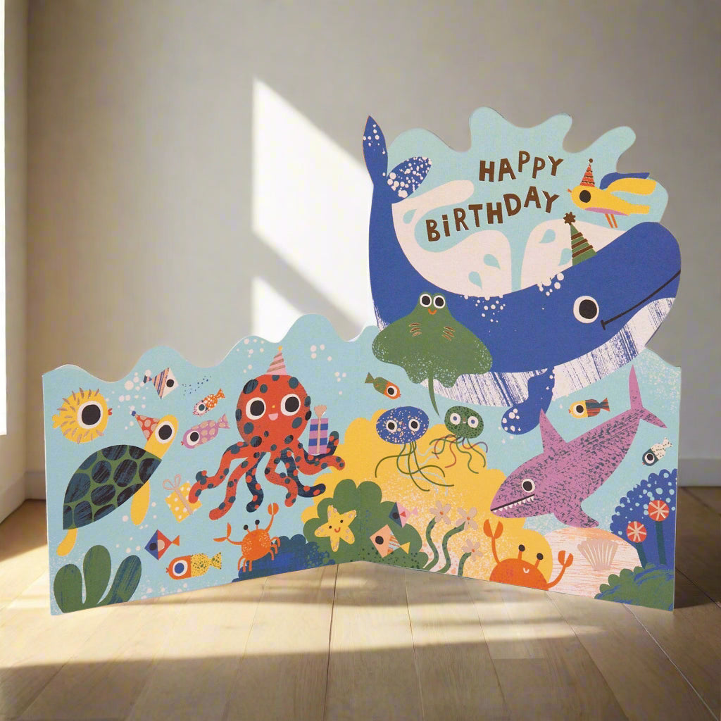 Happy Birthday - Have a whale-y good day children's fold out card