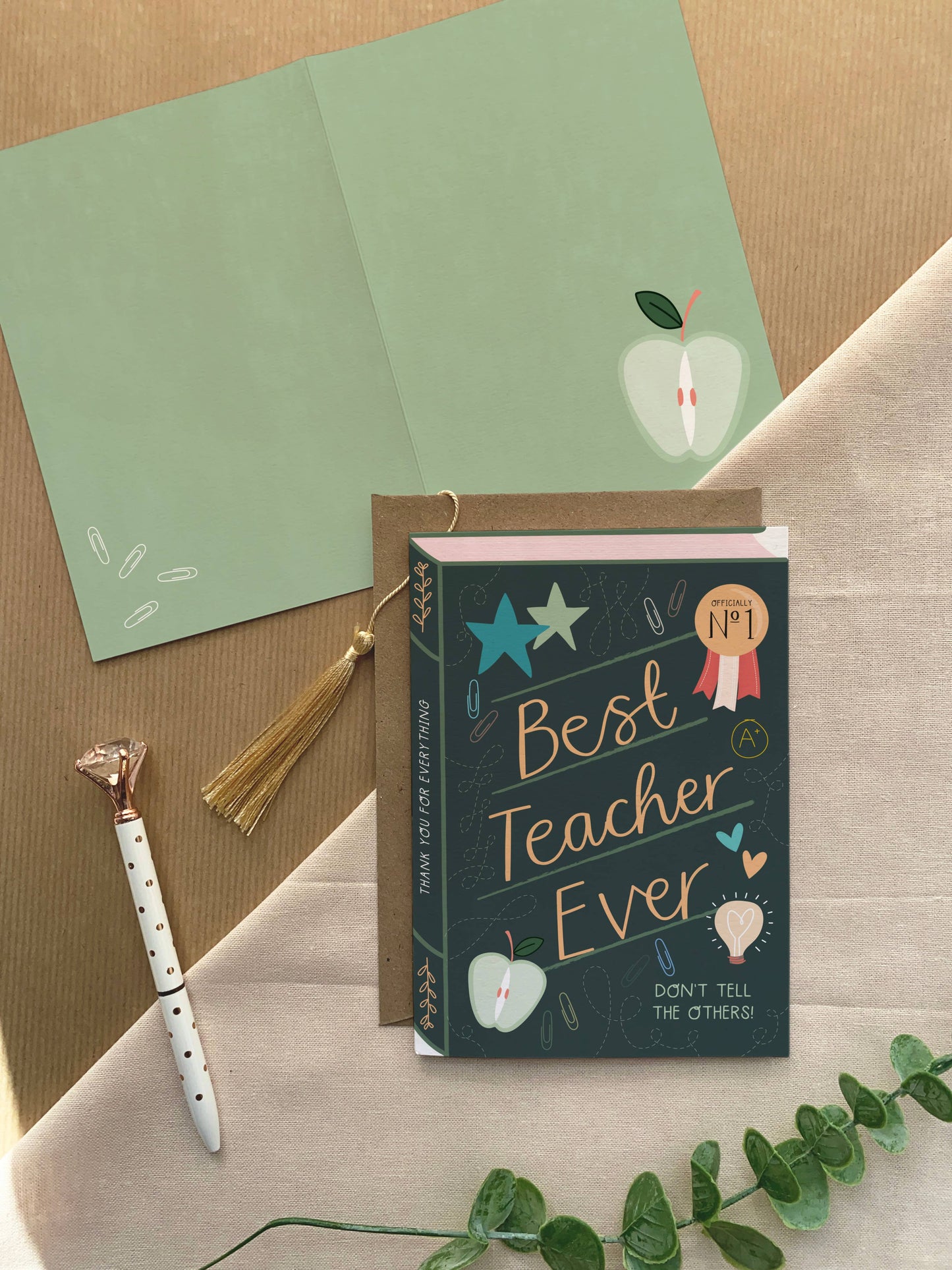 Best Teacher Ever – Luxury Book Greeting Card
