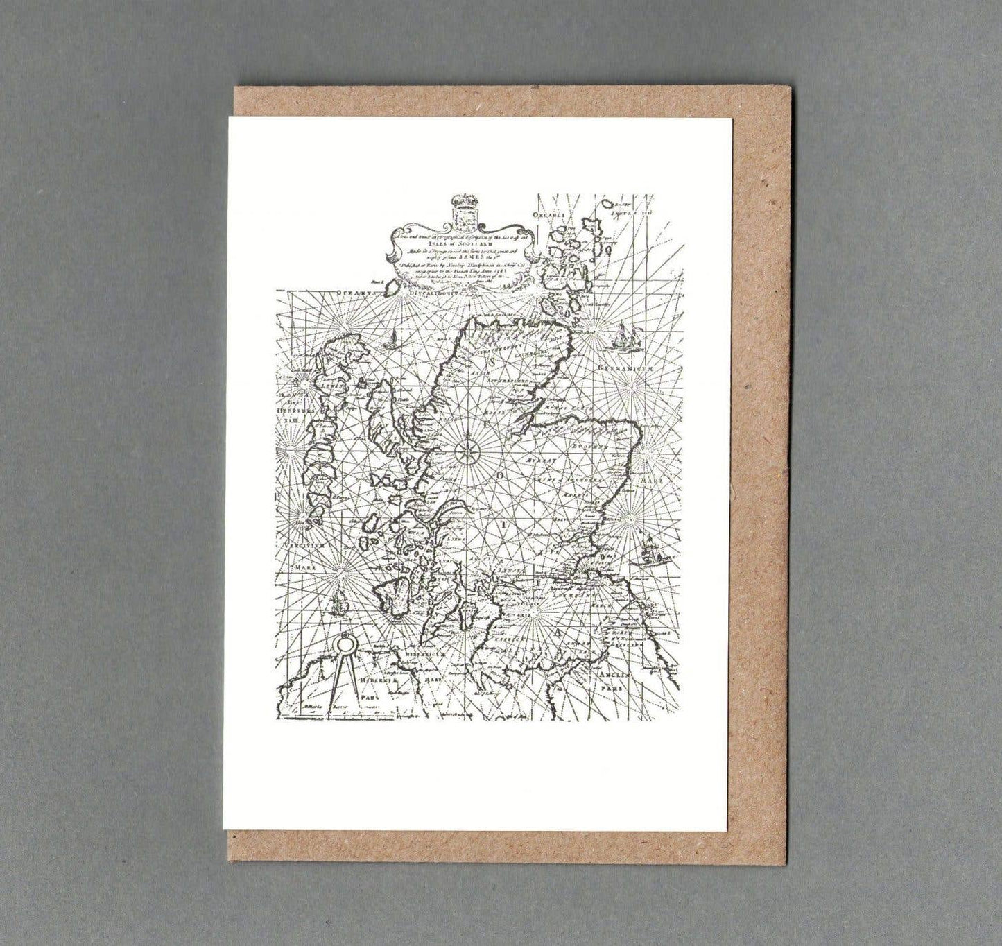 Scotia Map. Letterpress Greeting Card, Eco Friendly