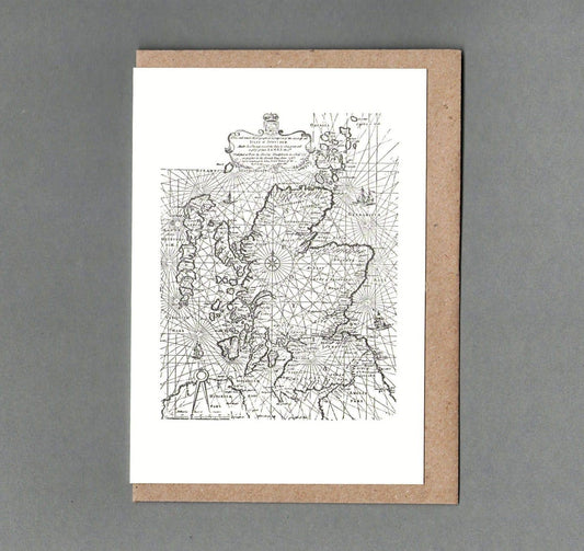 Scotia Map. Letterpress Greeting Card, Eco Friendly