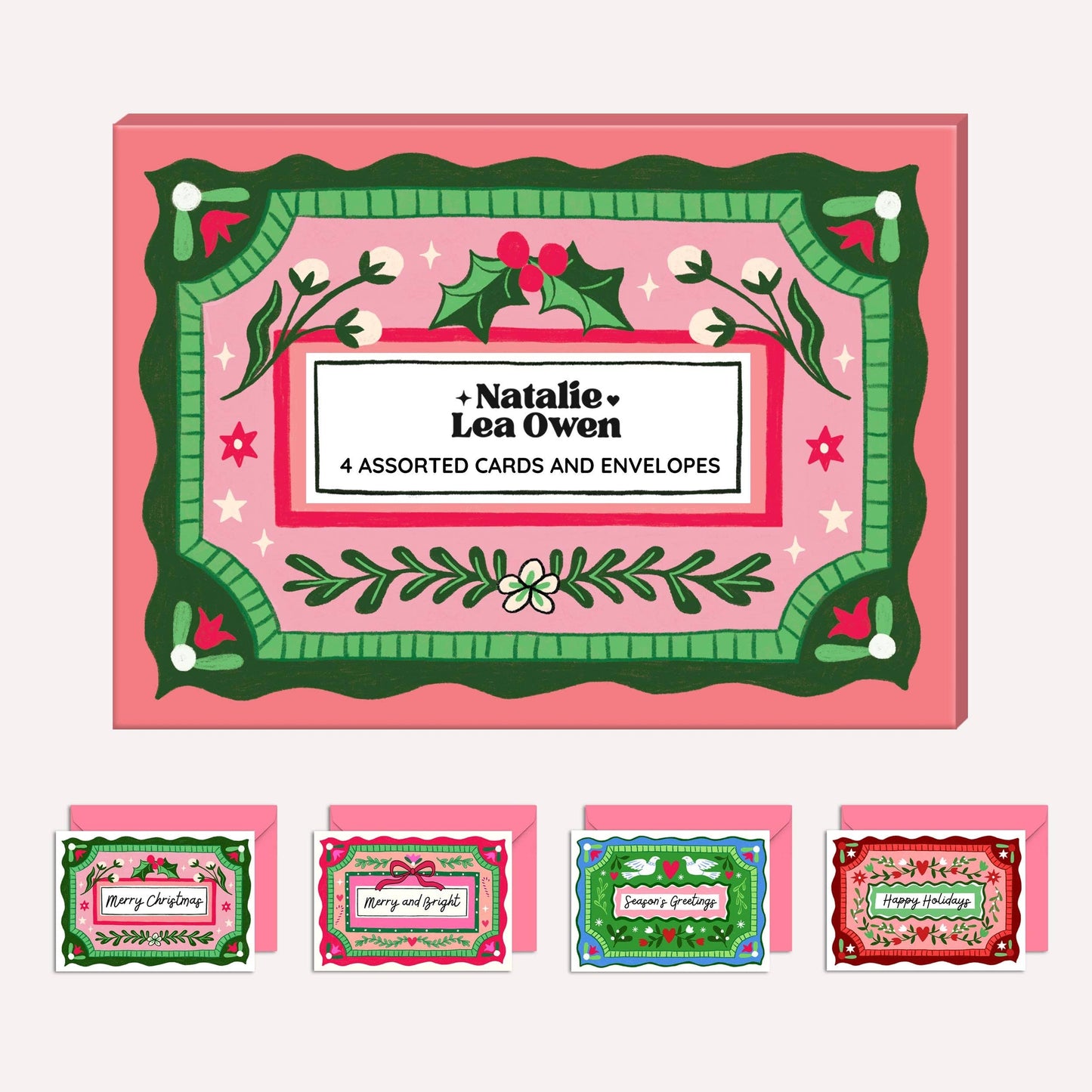Christmas Card Pack of 4 | Vintage | Holiday Cards Pack