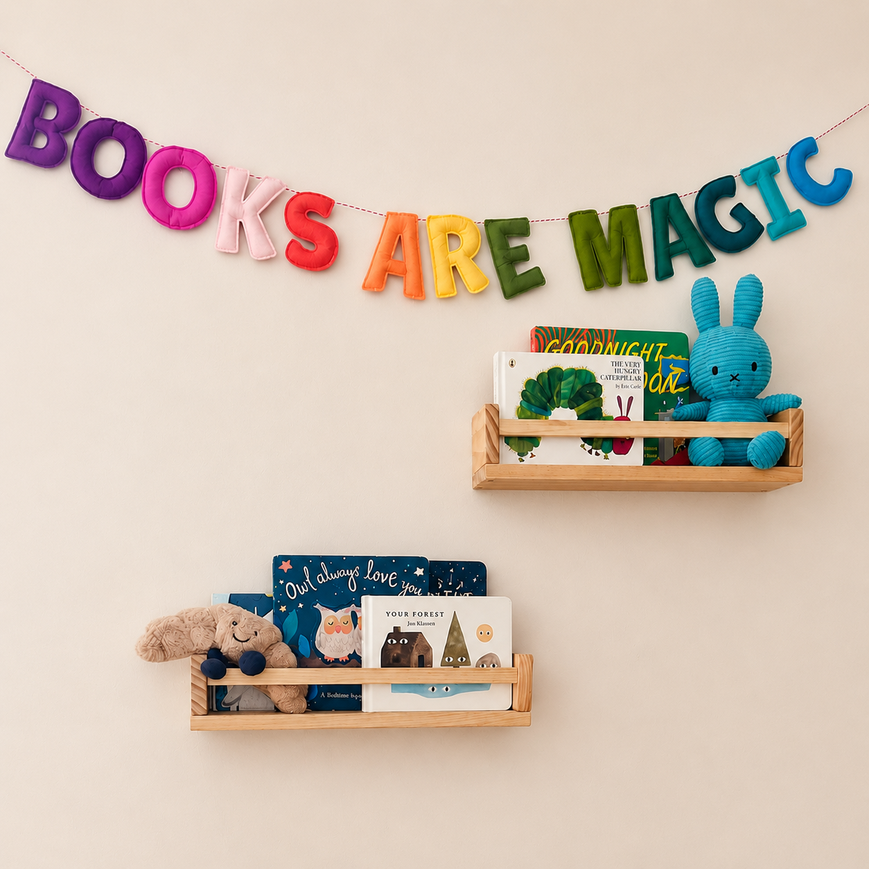 Decorative Rainbow Felt Garland - BOOKS ARE MAGIC