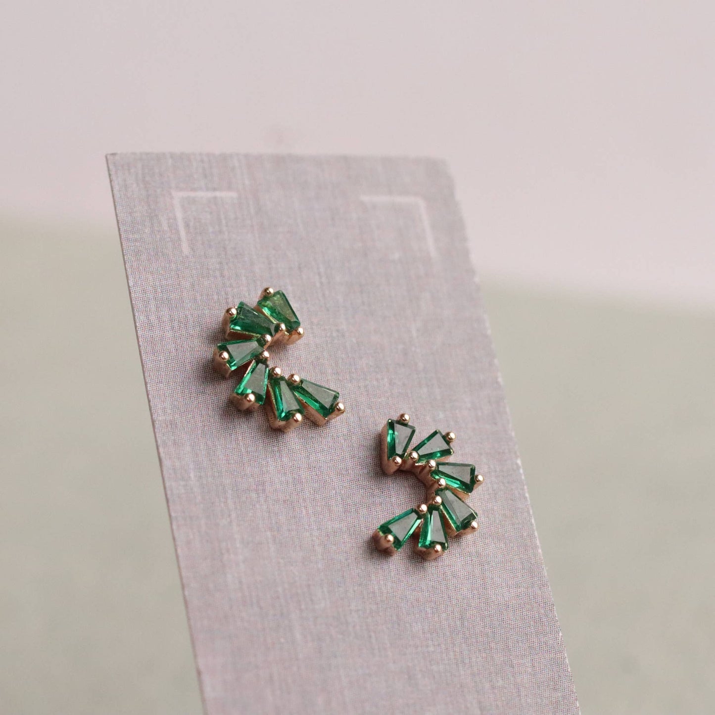 Emerald Green Sterling Silver Pinwheel Stud Earrings
