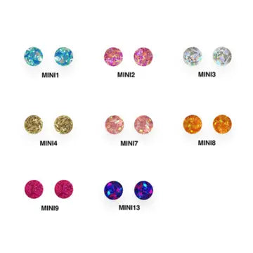 Small Round Mini Acrylic Bright Glitter Stud Earrings