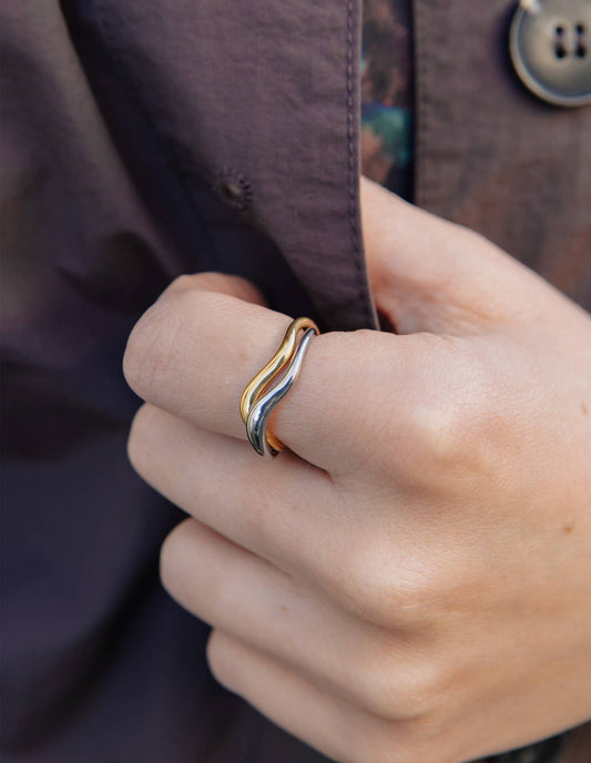Gold and Silver Entwined Ring, Waterproof