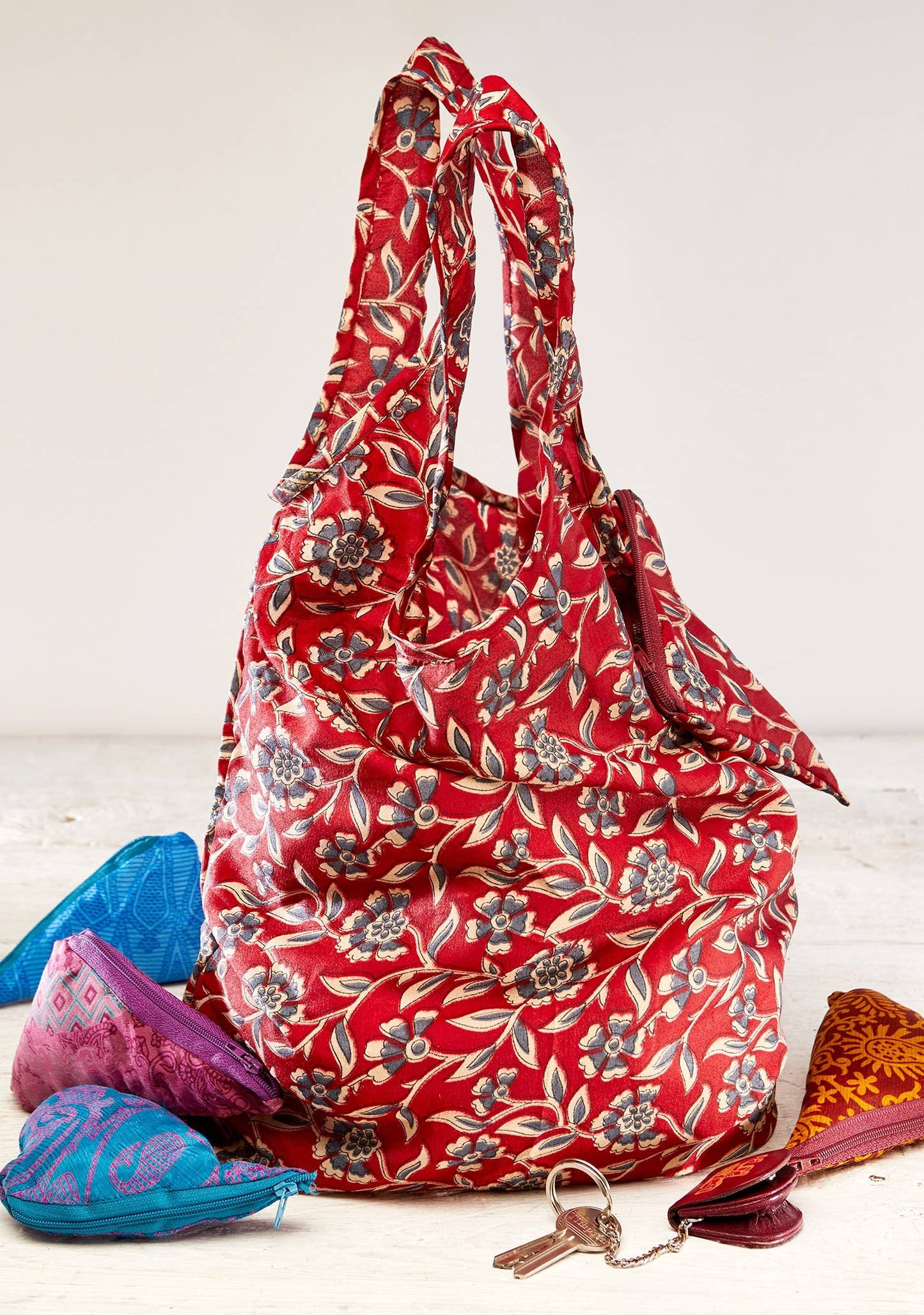 Recycled Sari Folding Shopping Bags
