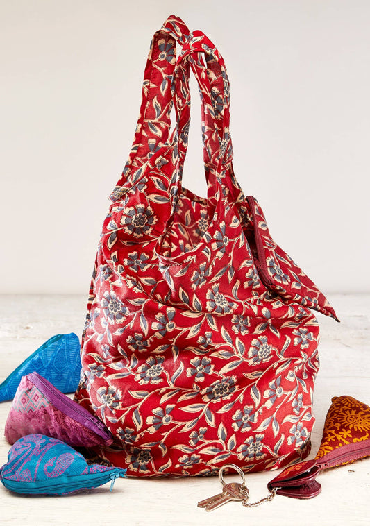 Recycled Sari Folding Shopping Bags