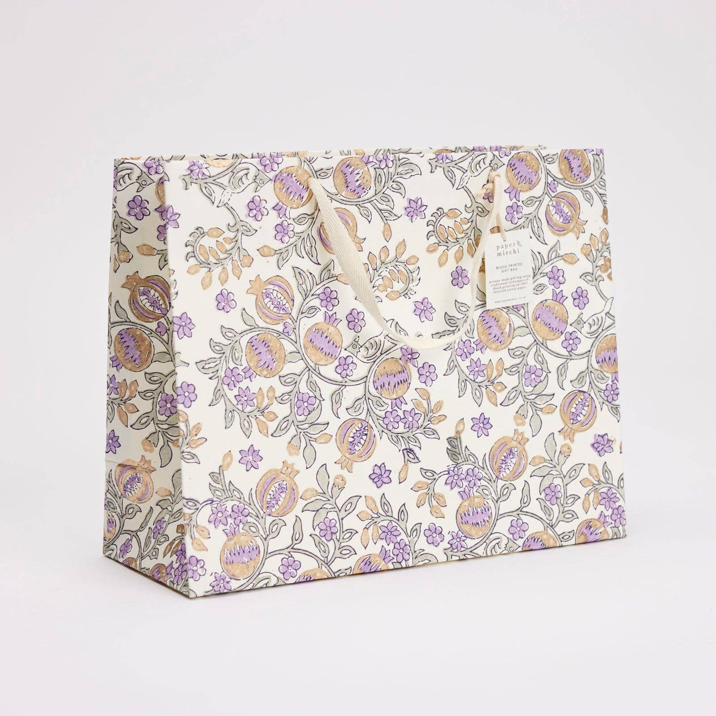 Hand Block Printed Gift Bags (Large) - Lavender