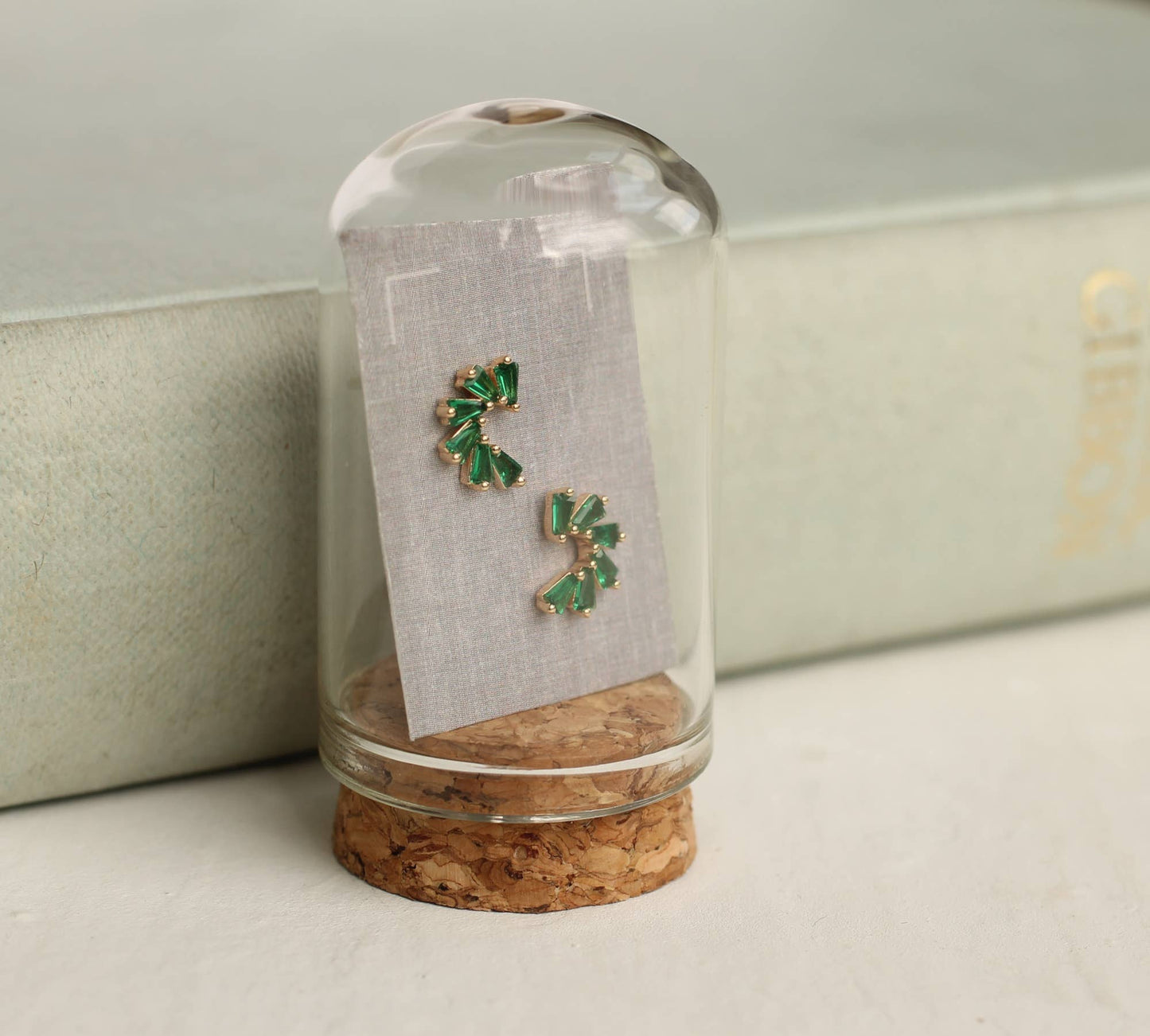 Emerald Green Sterling Silver Pinwheel Stud Earrings