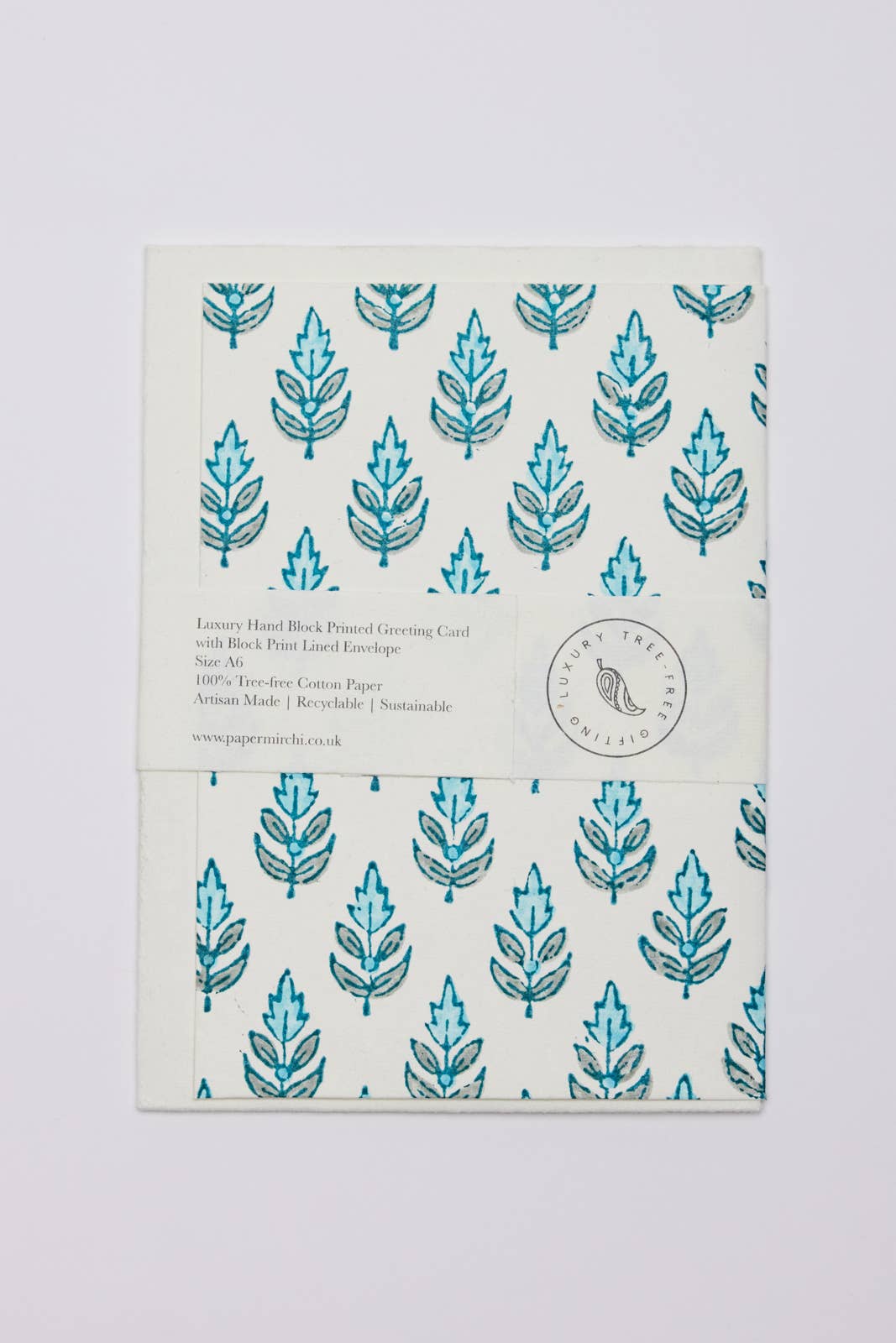 Hand Block Printed Greeting Card - Buti Turquoise