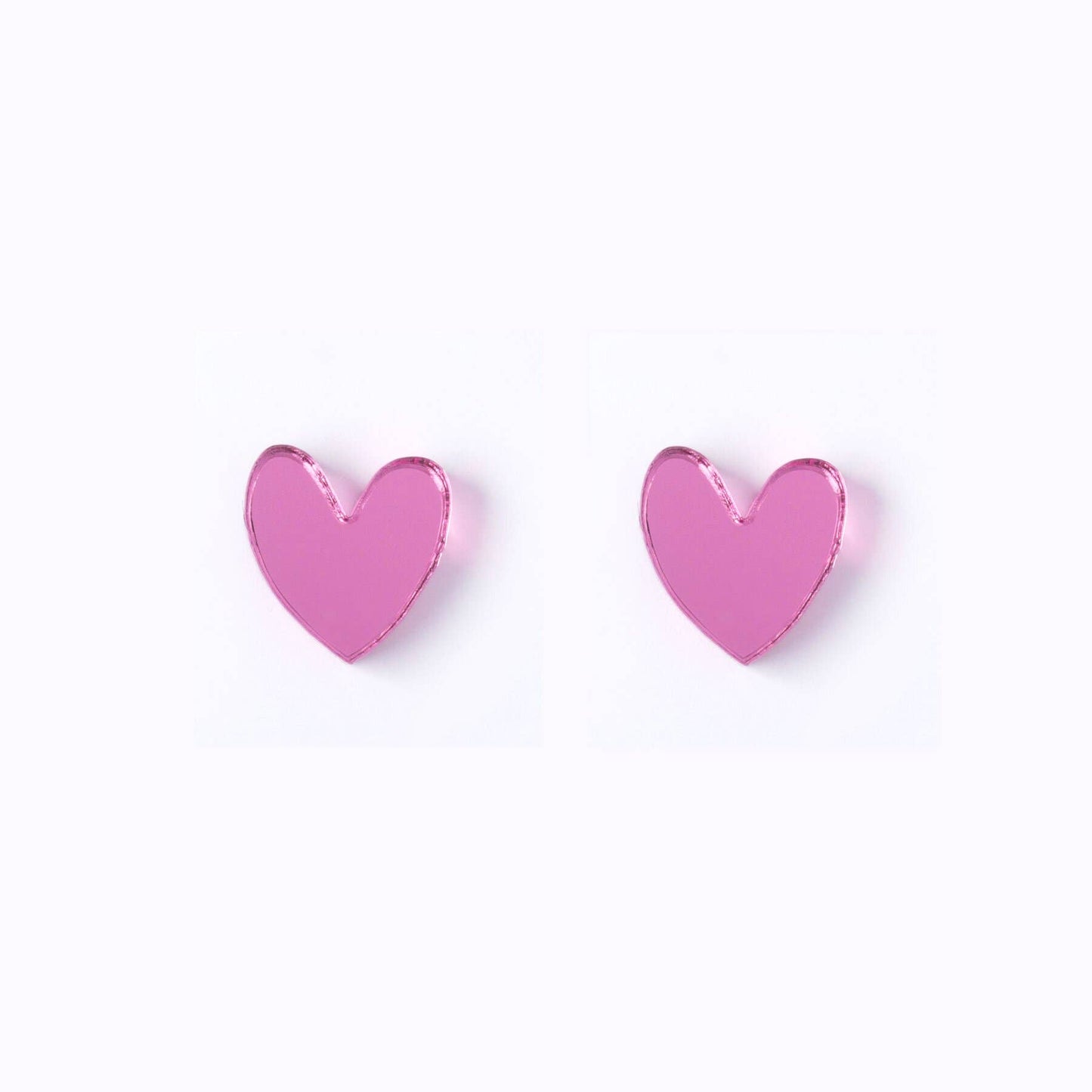 Heart Stud Earrings in Glitter, Mirror and Pop Colours