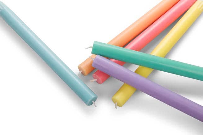 Mixed Set Pastel Rainbow Eco Dinner Candles, 6 per pack