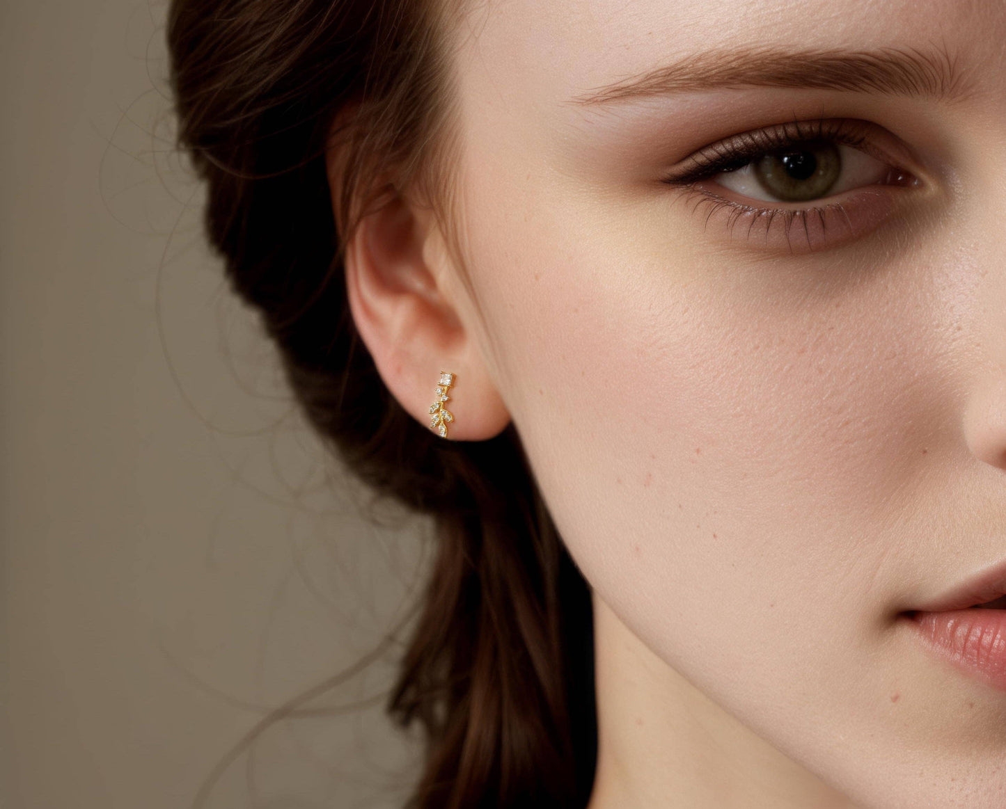 Crystal Feather Stud Earrings