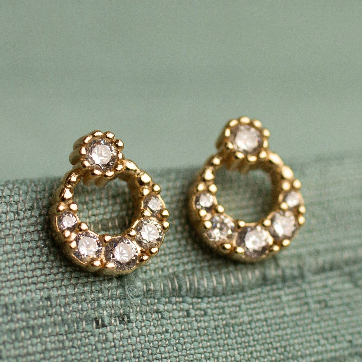 Pave Circle Stud Earrings
